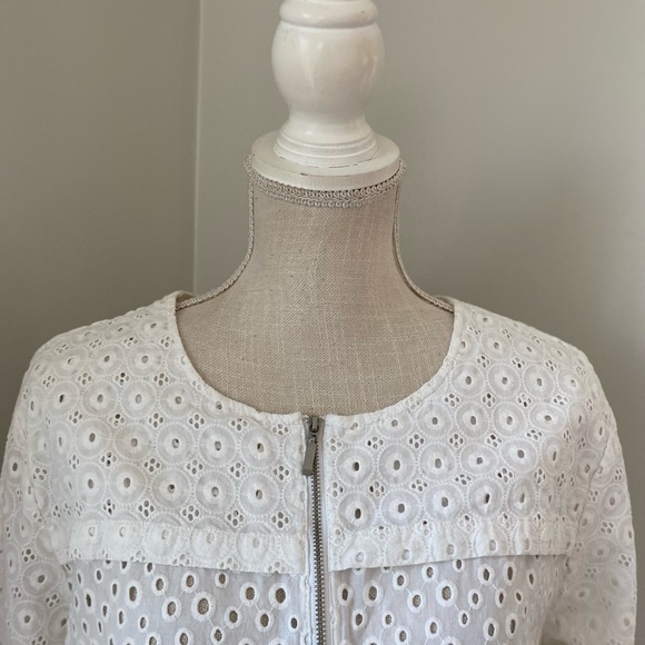 Ruby Rd White Eyelet Zip Front Jacket - Picture 3 of 5